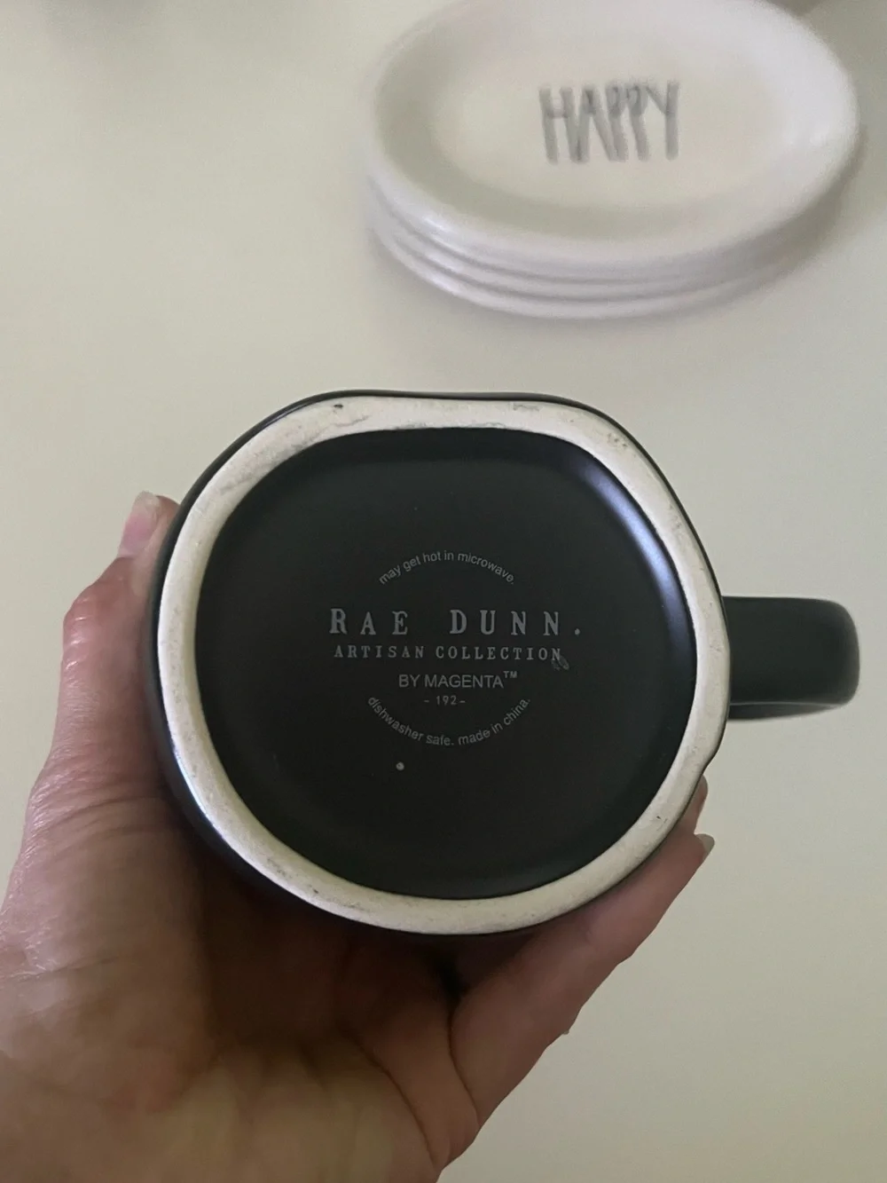 Rae Dunn Oval Ceramic Plates in Cream and Black Lettering